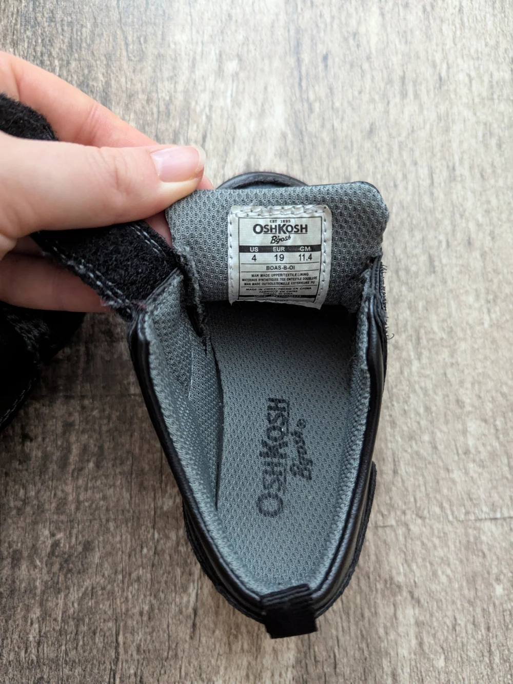 OshKosh B'gosh Black Kids Velcro Dress Shoes